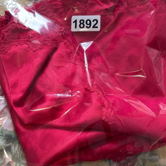 Victoria's Secret Red Satin Lace Trim Mini Slip Dress Open Back S Romantic Y2K - Picture 10 of 10